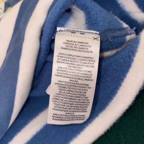 Polo Ralph Lauren cropped striped Fleece paint splatter hoodie Sz L - Picture 9 of 11